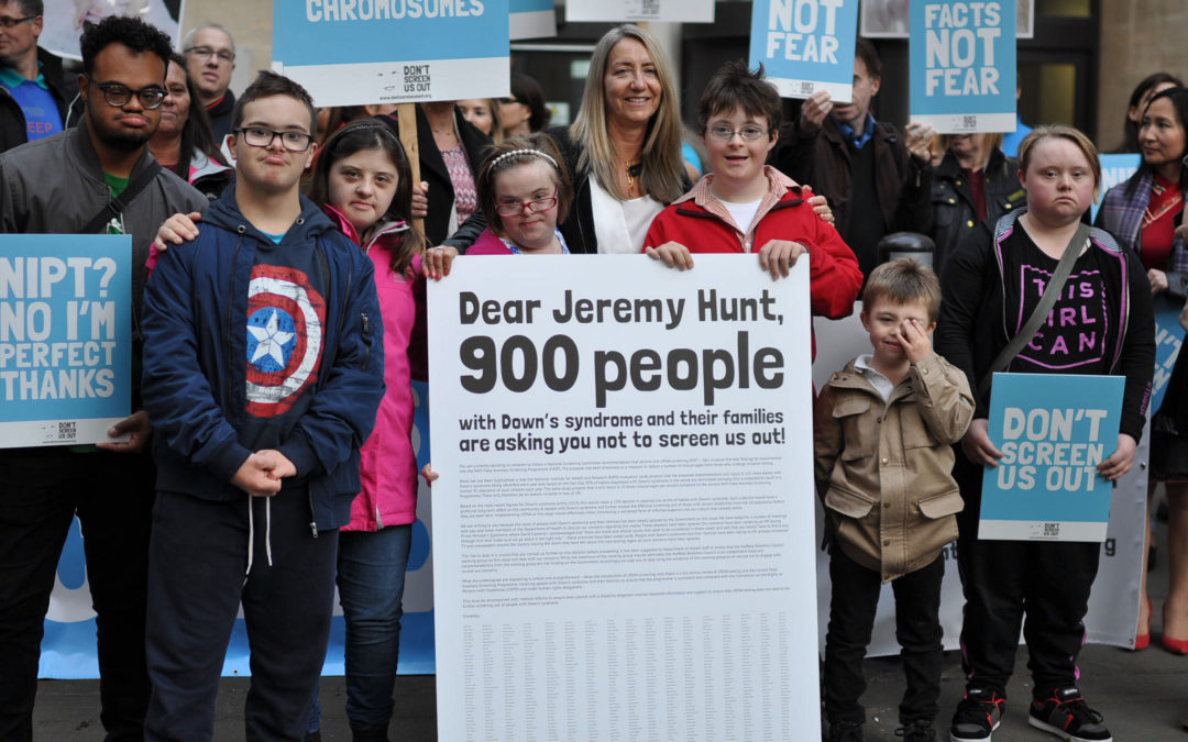 Petition signed by over 900 people with Down’s syndrome and their families opposing “discriminatory” prenatal screening proposal delivered to Jeremy Hunt
